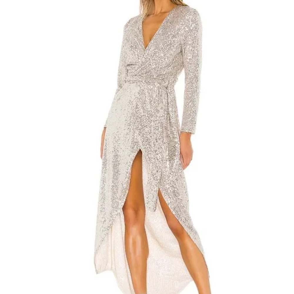 RESA Long Sleeve Sequin Wrap Dress
